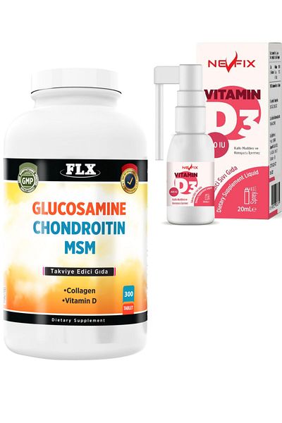FLX Glucosamine ChonDroitin Msm - 300 Tablets anD Vitamin D3 400 IU 20 ml