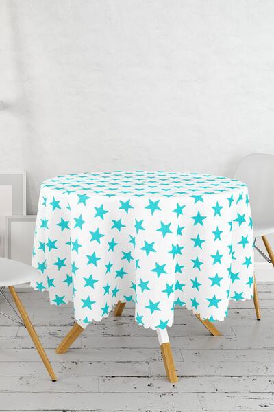 Realhomes Fata de masa rotunda cu Motiv Steaua Turcoaz Diamant 140cm - Imprimata Moderna