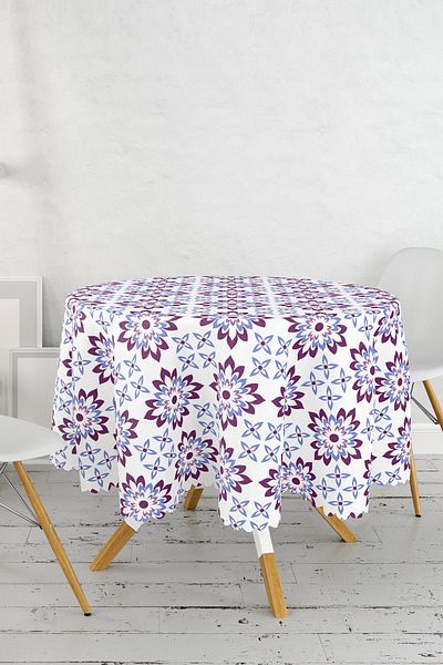 Realhomes Fata de masa rotunda imprimata digital cu poza moderna cu flori - diametru 140 cm