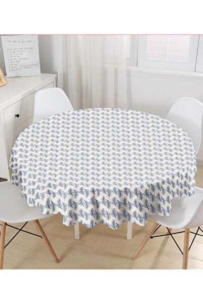 Realhomes Okrugli stolnjak posebnog dizajna sa motivom lišća na denim pozadin...