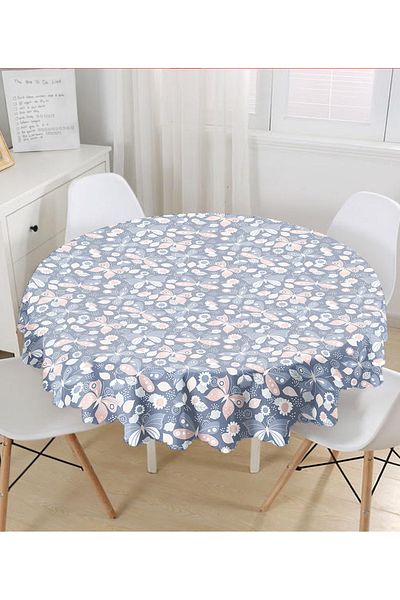 Realhomes Fata de masa rotunda imprimata digital cu Motiv Fluture Colorat - Diametru 140cm