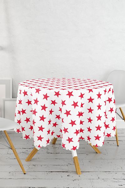 Realhomes Fata de masa rotunda cu Motiv Steaua Rosie 140 cm - Imprimat Digital
