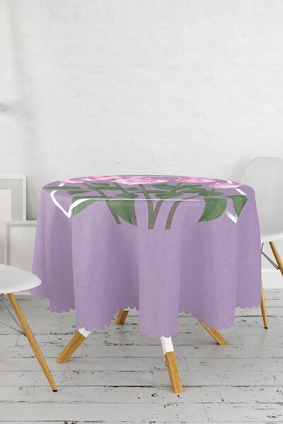Realhomes Față de masă rotundă modernă cu imprimare digitală cu design special cu trandafiri - diametru 140cm