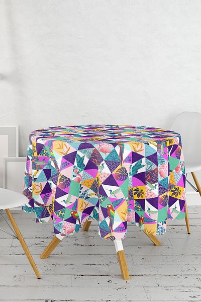 Realhomes Față de masă rotundă cu triunghi geometric în interiorul păsărilor diametru 140cm
