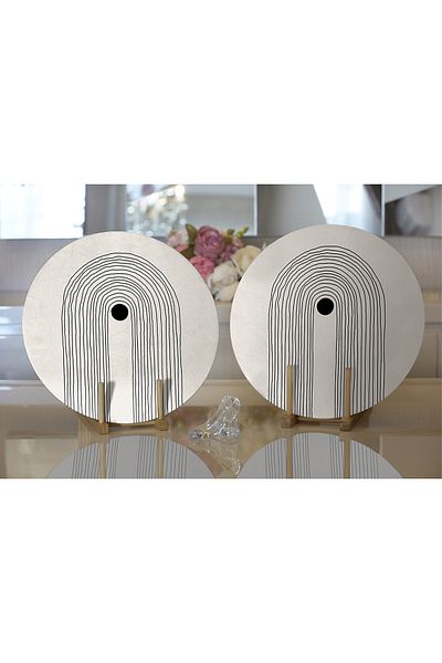 Realhomes 2-Piece Abstract Style Digital Printed with Onedraw Drawing Modern Round Charger & Placemat