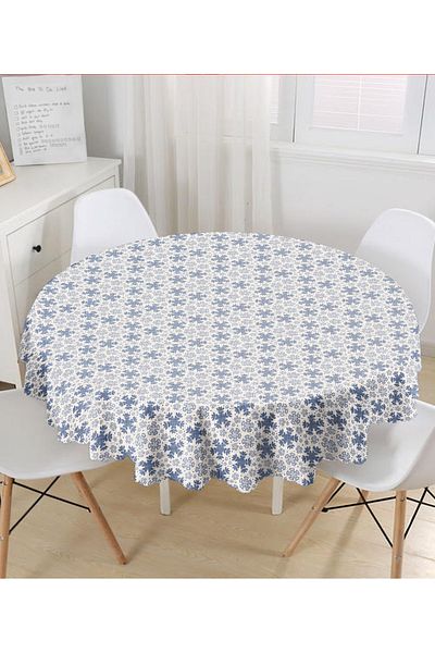 Realhomes Față de masă rotundă cu granule de cristal pe podea din denim gri 140cm