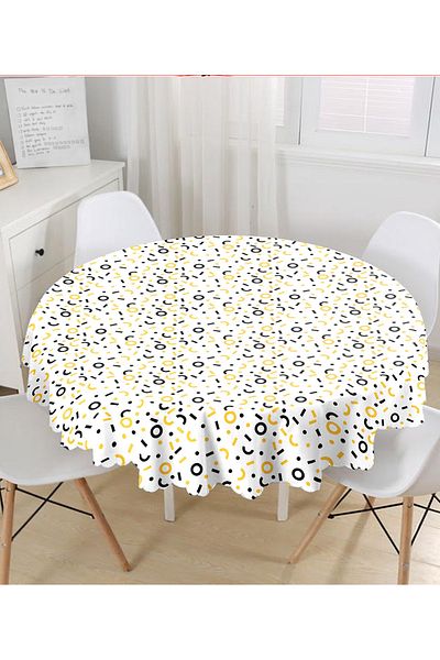 Realhomes Fata de Masa Rotunda Imprimata Digital cu Motiv Geometric - Diametru 140 cm