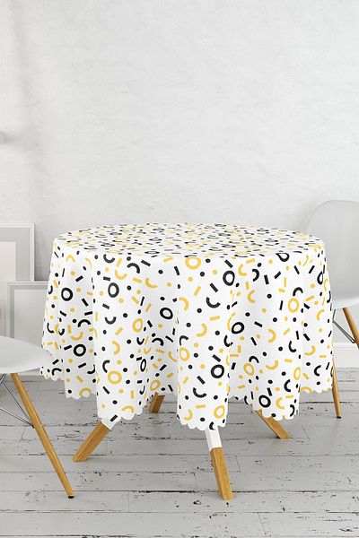 Realhomes Fata de Masa Rotunda Imprimata Digital cu Motiv Geometric - Diametru 140 cm