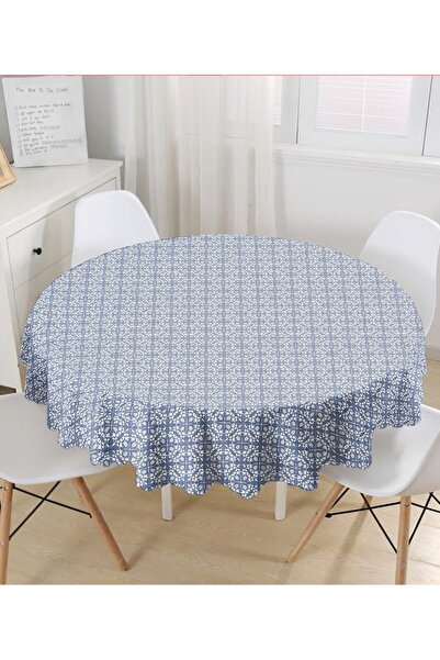 Realhomes Okrugli stolnjak od tamnoplavog denim materijala sa uputstvom otisn...