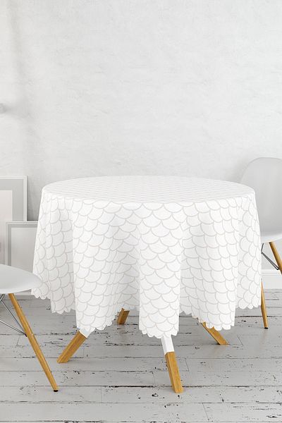 Realhomes Față de masă rotundă imprimată digital cu model geometric