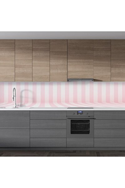StickerArt Mutfak Tezgah Arası Folyo Fayans Kaplama Folyosu 3d Pembe Çizgiler...