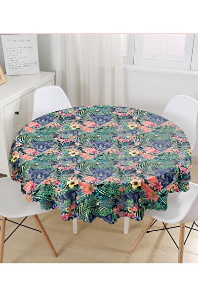 Realhomes مفرش طاولة دائري بتصميم خلفية باللون الأزرق الداكن