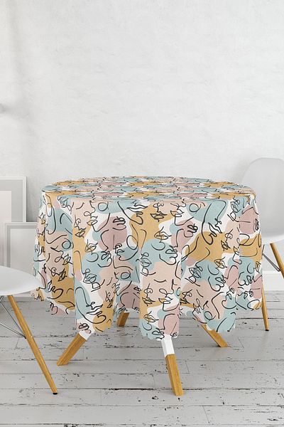 Realhomes Fata de Masa Rotunda Imprimata Portret Botanic - Diametru 140cm
