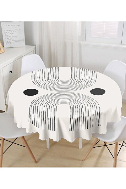 Realhomes Digital Printed Round Tablecloth with Abstract Style Onedraw Drawin...