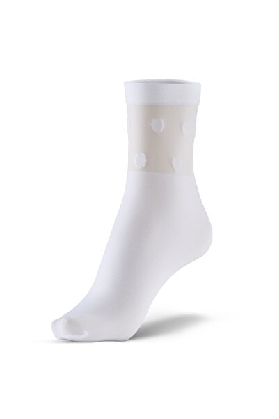Bonny Silver Odor-Free Polka Thin Socket Women's White Silver Socks