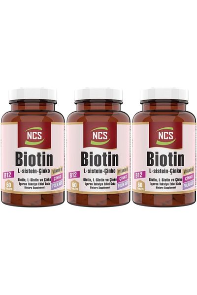 NCS Biotin 2500 Mcg 60 tablets L Cistein Zinc 3 Boxes 180 Tablets Folic Acid Vitamin B12