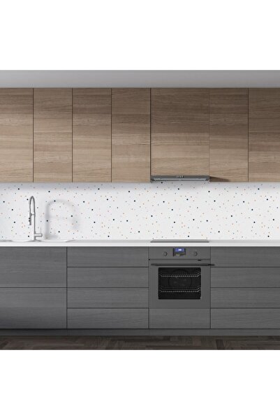 StickerArt Mutfak Tezgah Arası Folyo Fayans Kaplama Folyosu Beyaz Renkli Puan...