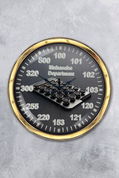 Kasva Concept Gift 40 cm Gold Metal Accountant Wall Clock