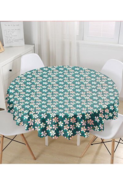 Realhomes Сучасна кругла скатертина з цифровим принтом у вигляді листя на кол...