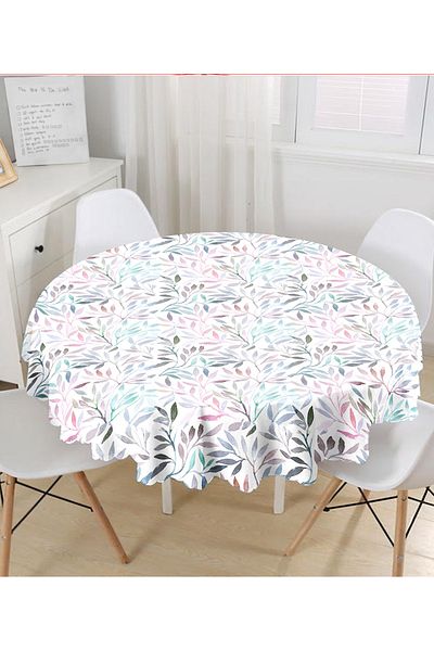 Realhomes Față de masă rotundă cu imprimare digitală cu model de flori colorate - diametru 140 cm