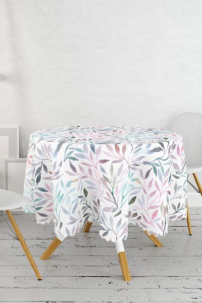Realhomes Față de masă rotundă cu imprimare digitală cu model de flori colorate - diametru 140 cm