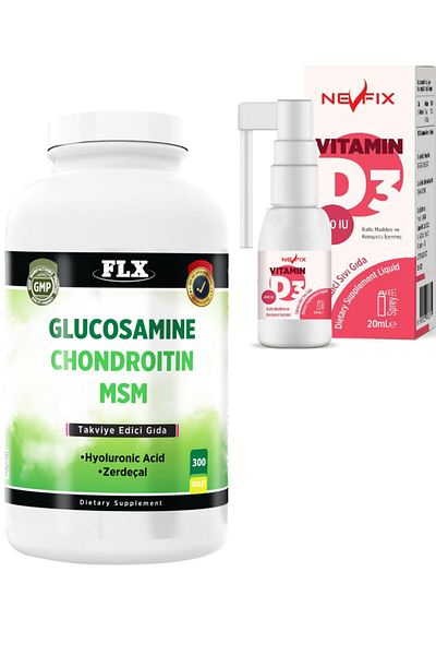 FLX Glucosamine-ChonDroitin MSM-hyaluronic AciD 300 Tablets anD Vitamin D3 400 IU 20 ml
