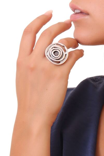 LABALABA Kadın Antik Gümüş Kaplama Ayarlanabilir Spiral Yüzük