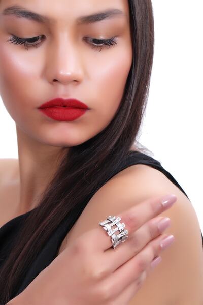 LABALABA Kadın Antik Gümüş Kaplama Kafes Yüzük