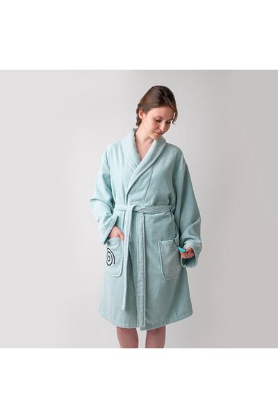 Milk & Moo Blauer Samt-Mutterbademantel für Damen