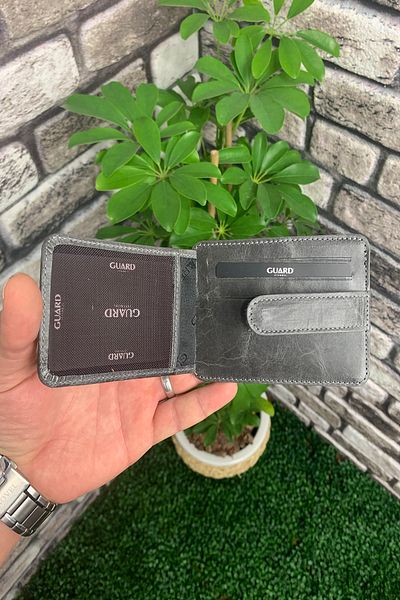 GUARD Crazy Vertical Gray Leather Card Holder