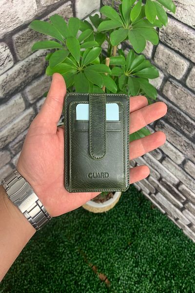 GUARD Green Vertical Crazy Leather Card Holder