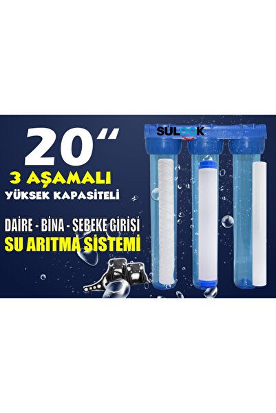 SULOOK 20 Inç Bina-daire-şebeke Girişi Su Arıtma Filtre Seti 1-5 Micron Filtr...