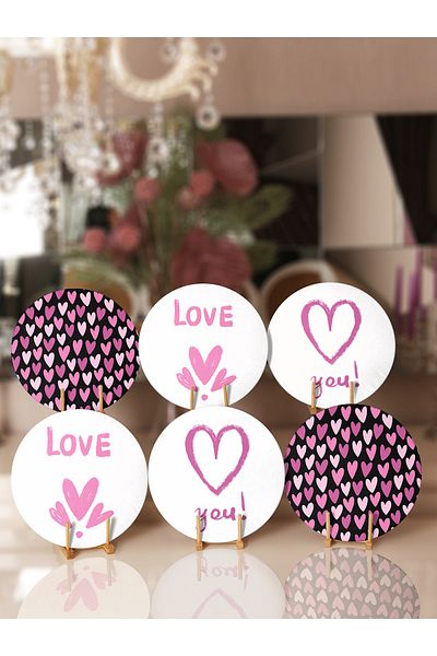 Realhomes Farfurie cu tematica Love You, design special, cu 6 piese