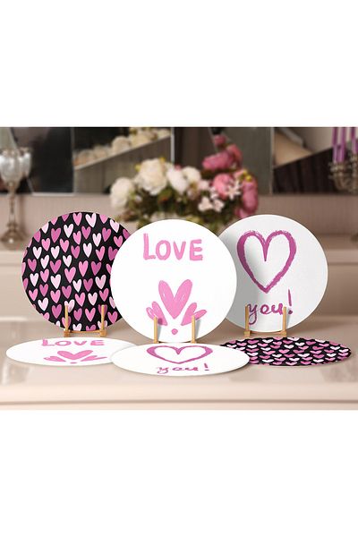 Realhomes Farfurie cu tematica Love You, design special, cu 6 piese