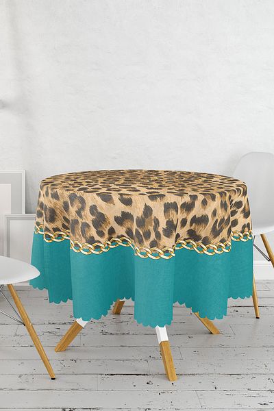Realhomes Față de masă rotundă modernă cu model leopard - diametru 140 cm