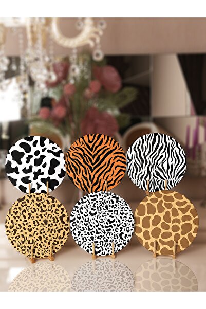 Realhomes 6'lı Renkli Zebra Desen Motifli Supla & Servis Altlığı