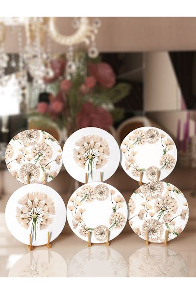 Realhomes Σουπλά και σουβέρ 6 τεμαχίων Cream Dandelion Design