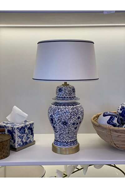 Dekordan House Daphne Desen Seramik Abajur (51cm)