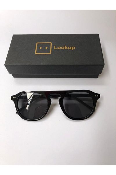 LOOKUP Lookup Unisex Oval Black Two Point Sunglasses