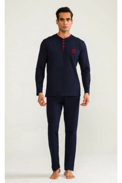 D'S Damat Σετ ανδρικές πιτζάμες 4 τεμαχίων Navy Blue