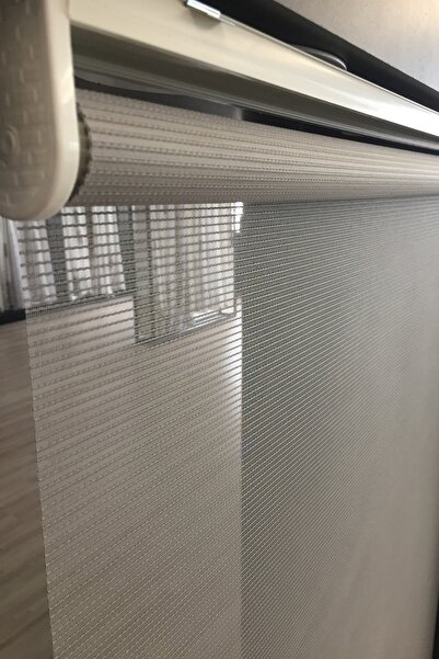 CLARISS HOME Tül Stor Perde Fitilli Çizgili Gri Renkli Modern Salon Oturma Odası