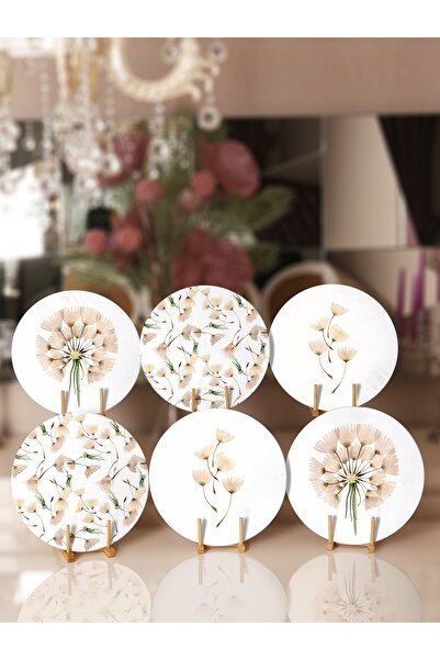 Realhomes 6'lı Krem Karahindiba Tasarımlı Supla & Servis Altlığı