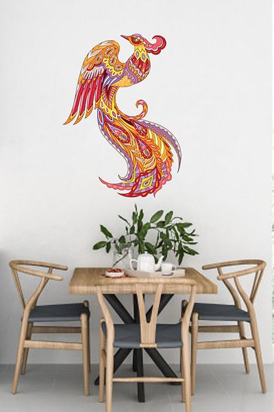 denfaş reklam için her şey ملصق حائط فينيكس ملون مقاس 50 × 70 سم