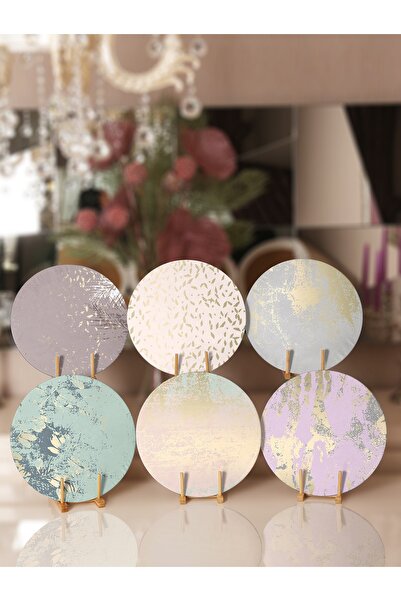 Realhomes 6-dijelni zlatni tanjir i podmetač sa detaljnim mermernim dizajnom