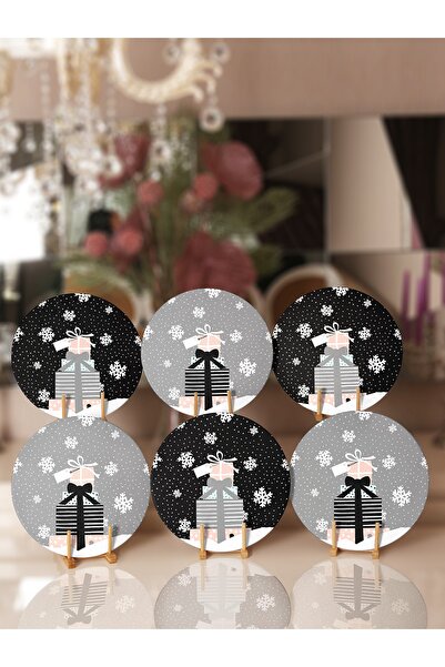 Realhomes 6'lı Siyah & Gri Hediye Paketleri Yılbaşı Temalı Supla & Servis Alt...