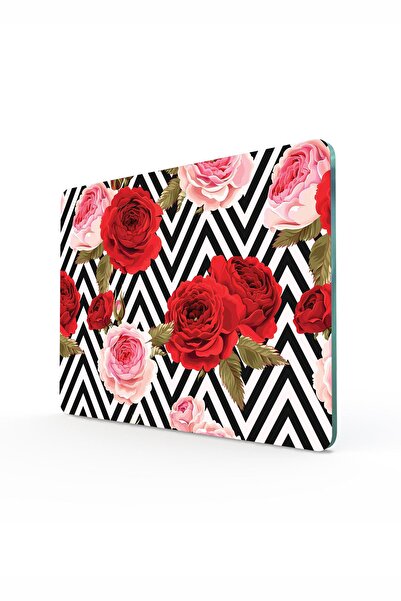 Decovetro Kırmızı Gül Görünümlü | Cam Kesme Tahtası - Kesim Tablası | 20 X 30 Cm