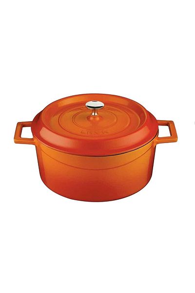Lava 28cm Round 28cm Shallow 2-Piece Cast Iron Pot Set Orange