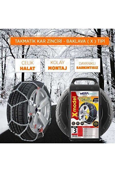 MEFATECH X Tipi Oto Kar Zinciri 2 Adet