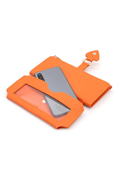 Womancraft Women's Wallet with Soft Leather Buckle and Multiple Compartments Orange Women's Wallet with Card Holder and Phone Compartment