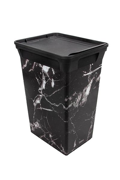 QUTU Πλαστικός κάδος απορριμμάτων Trashbin Black Marble 40 L